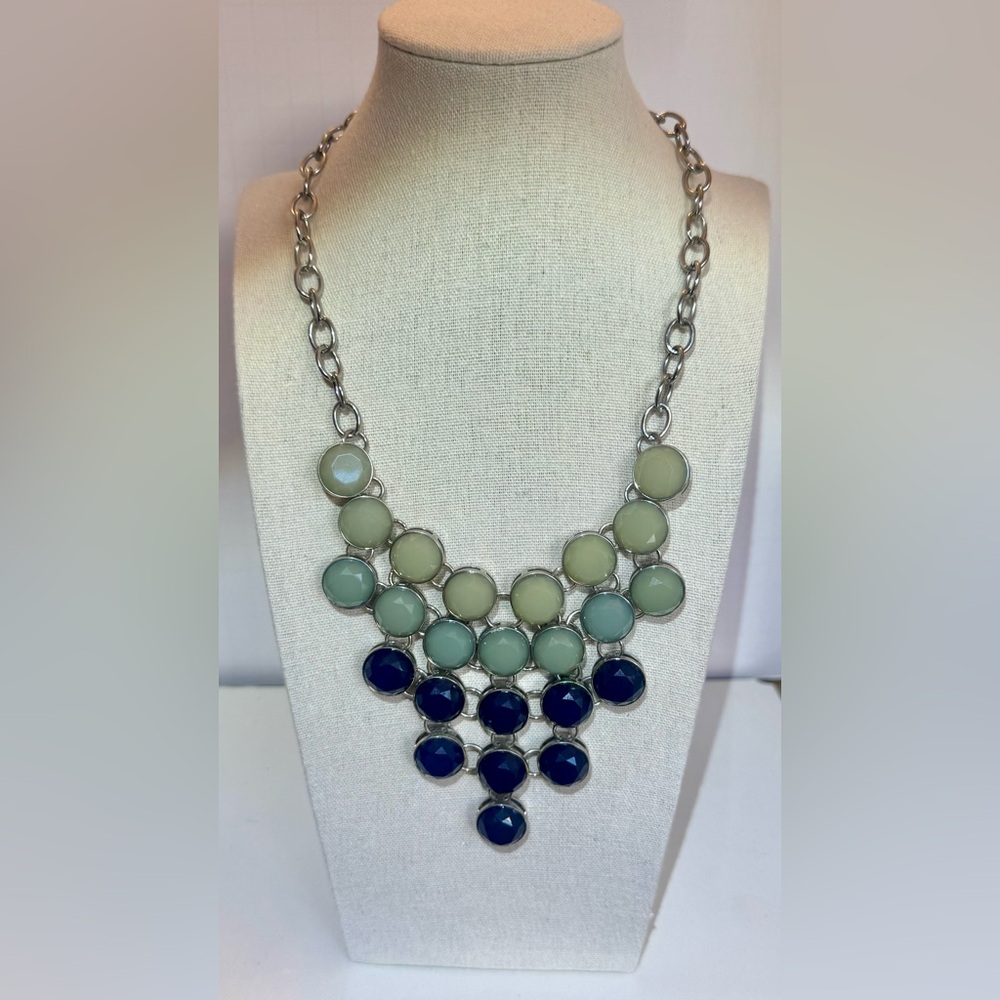 🔹 (5) Tiered, Blue and Green, Teardrop Statement Necklace 🔹